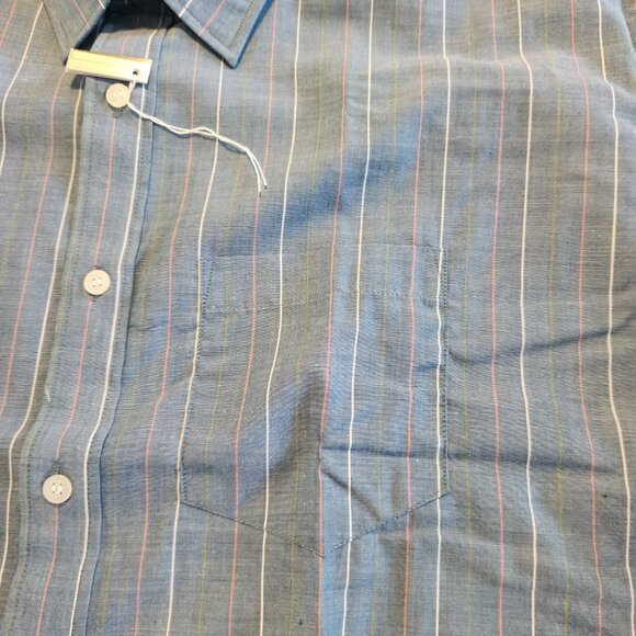 Botany 500 Shirt Vintage Button Down Short Sleeve Blue Pinstriped‎ 17.5 NEW NWT - Picture 7 of 11